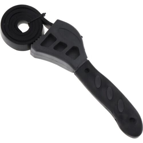 2 in 1 Universal Belt Wrench 500mm Multifunctional Wrench with Adjustable Rubber Strap and Black Frosted Handle for Auto Repair