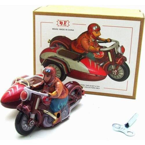 Vintage Retro Collection Tin toys Classic Clockwork Wind Up three wheeled motorcycle Tin Toys With Key Gift For Adult Children