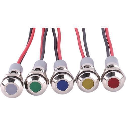 8mm Waterproof Metal Indicator Pilot LED Light Signal Lamp 5V 6V 12V 24V 110V 220V Lamp Power Boat Car Red Blue Green