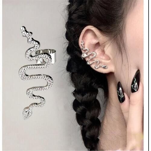 2020 Fashion Exaggeration Long Serpentine Snake Animal Metal Stud Earrings Unique Punk Jewelry for Women