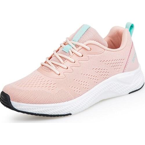 2021 Sneakers Women Walking Shoes High Quality Brathable Mesh Lace-Up Basket Femme Trainers Women Flats Shoes Zapatillas Mujer
