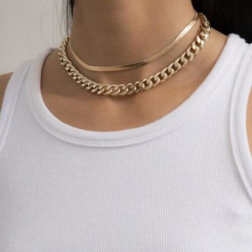Punk Choker Necklace Collar Statement Hip Hop Big Chunky Gold Color Thick Chain Necklace Women Jewelry