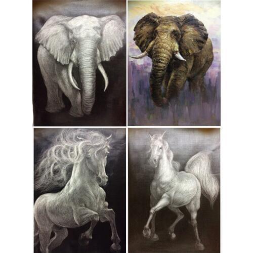 Home Decor Art Oil Painting Elephant Horse Deer Animal Canvas Wall Painting for Office Decoration Handpainted High Quality