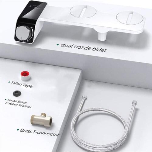 1PC ABS Toilet Seat Bidet Attachment Wash Ass Single Nozzle Single Cold Pressure Regulation Brass Water Inlet Easy Installation