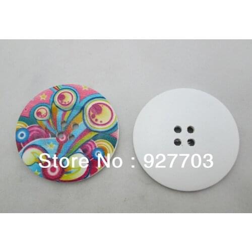 CM617 20 X 50mm)20pcs Big Flower Floral Colourful Wood Buttons Sewing Craft Embellishments