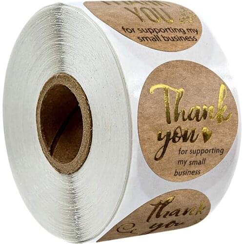 100-500pc Round Gold labels Thank You Kraft Stickers 1 inch Wedding Pretty Gift Cards Envelope Sealing Label Stickers Stationery