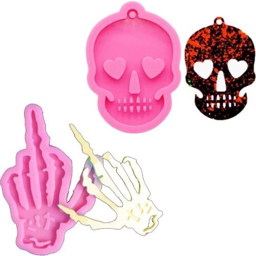 13MC 2Pcs Skull Hand Skeleton Hand Epoxy Resin Mold Ghost Hand Keychain Pendant Molds