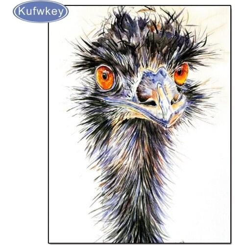 5D DIY Diamond painting ostrich Cross stitch colorful bird Round Diamond embroidery animal Full Square/round Diamond mosaic
