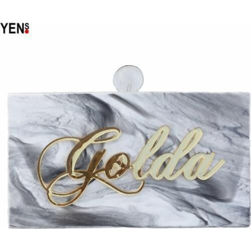 YENS Handmade Acrylic Name Clutch Custom Made Name Bag Unique Letter Clutch Evening Bag Customized Wedding Bridesmaid Bag Wallet