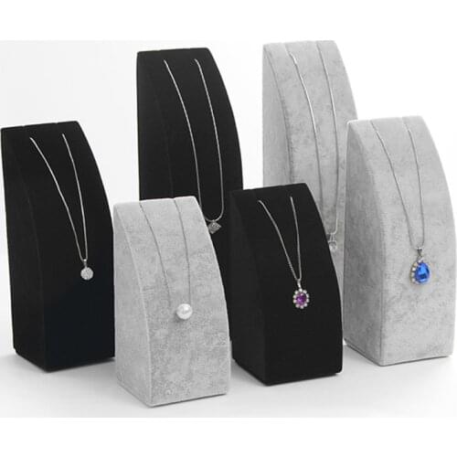 Velvet Jewelry Necklace Pendant Bracelet Earring Display Holder Stand Rack Show Case Black/Gray Color