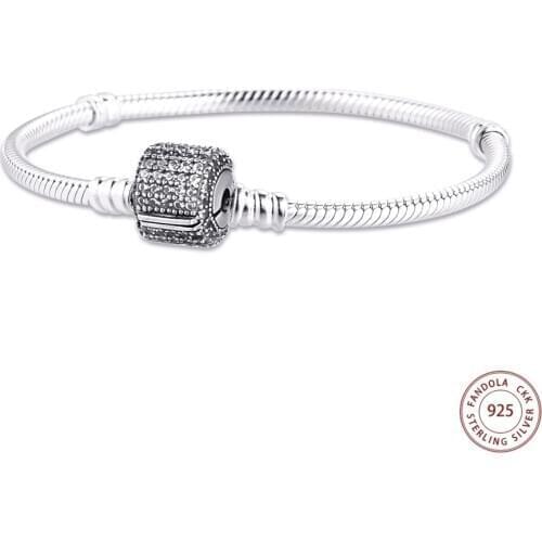 CKK Signature Clasp Bracelet 925 Sterling Silver Jewelry Snake Chain Charm Bracelets Bangles for Women Fine Jewellery Argent 925