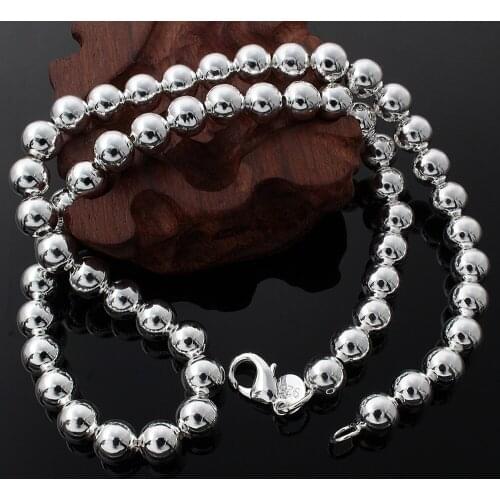 Hot 925 Sterling Silver Classic brands 8MM bead chain Necklace for woman men charms Fashion party wedding Jewelry Holiday gift
