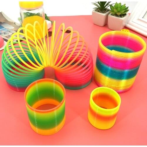 Children Educational Bounce Toys Rainbow Spring Coil Colorful Circle Telescopic elastic Magic Ring Kids Funny Fashion Gift