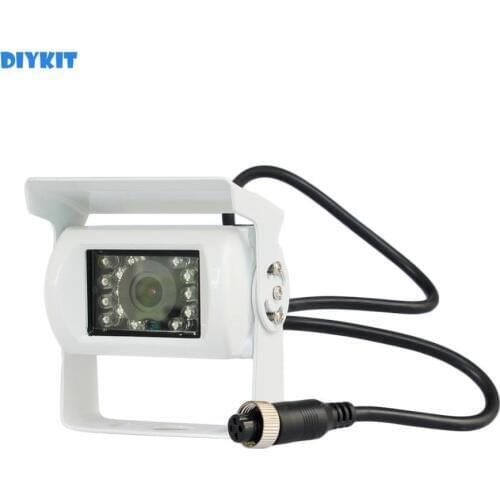 DIYKIT 12V-24V DC 4PIN HD CCD IR Night Vision Car Rear View Reversing Parking Camera for Truck Van Bus Lorry White