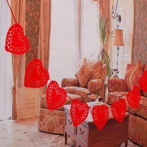 3 Meters Party Garland wedding Party Banner Bunting Red Heart Love Flag For Wedding decoration