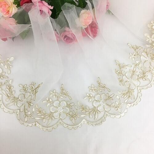 GLace 3Y/Lot High Quality Car Bone Organza Embroidery Lace Wedding Veil Lace Accessories DIY Material TX675