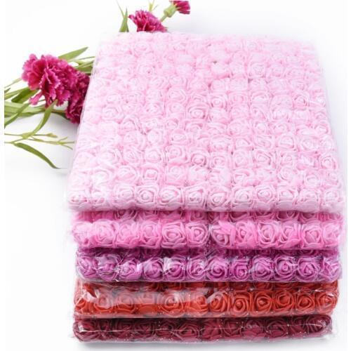 144pcs Artificial MINI Foam Roses Flowers for Home Wedding Decor Christmas Needlework Bride Wreath Gift Box Fake Plants Bouquet