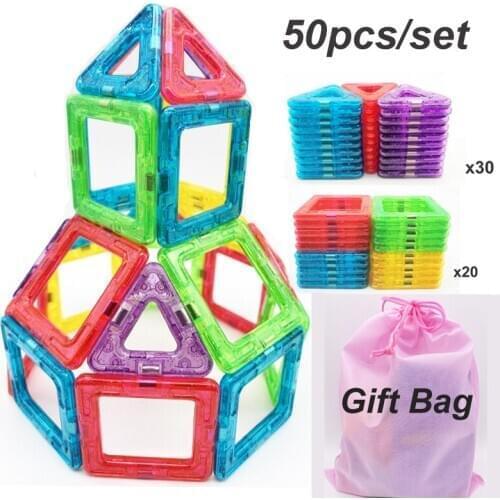 50PCS Mini Magnetic Blocks Magnetic Designer Construction Set Model & Building Toy Educational Toys For Children Kids Gift