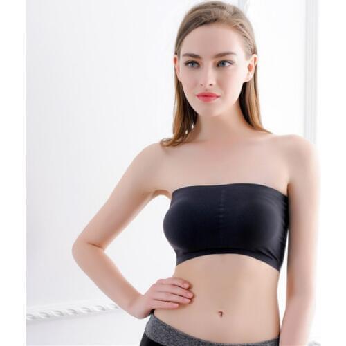 Fashion Women Comfort Strapless Deportes Crop Top Bra Boob Tubes Ladies Black White Nude Tops