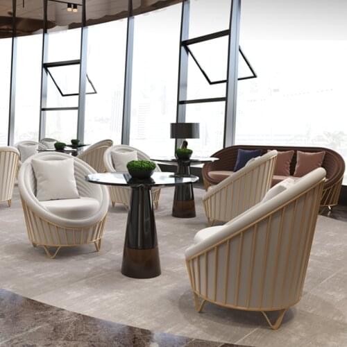 Customizable Nordic Iron Art Single Sofa Chester Hotel Office Reception Negotiation Lamzac All Sofas Furniture Balcony Cafe Sofa