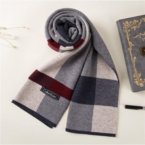 Autumn and Winter New Mens Scarf Mens Wool Korean Version Long Thickened Warm Knitted Bib Winter Stripe Scarf Shawl