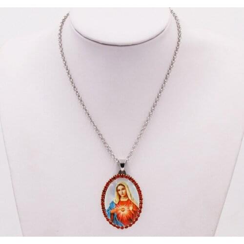 Collier Bijoux Femme Virgin Mary Crystal Necklace For Women Long Necklace Sweater Necklace Jewelry Accessories Gifts