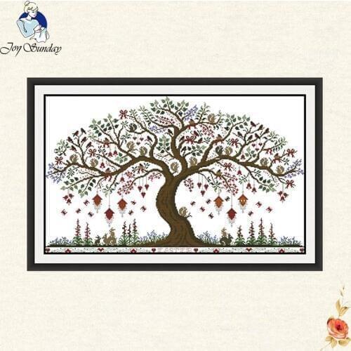 Joy Sunday Love tree Patterns Counted Cross Stitch 14CT family decorative patterns DIY Embroidery needlework decorative figure