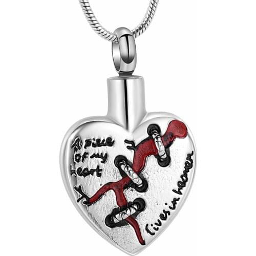 Heart Cremation Jewelry for Ashes Pendant Stainless Steel A Piece of My Heart Lives in Heaven Religious Angel Wing Ashes Jewelry