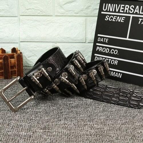 Ta-weo) Hip Hop Rock Heavy Metal Bullet Rivet Mens Belts, Personalized Decorative Waist Strap