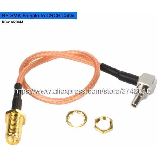 Hot sale CRC9 to RP SMA Female pigtail cable extension cable RG316 20CM 2ps/Lot