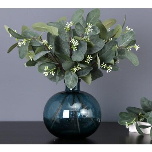 43CM Artificial Eucalyptus Branches With Fruit Wedding Table Decoration Artificial Flowers Arrangement Fake Green Plants