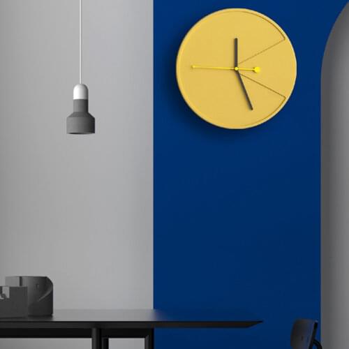 Yellow Creative Cement Wall Clocks Silence Simple Nordic Style Wall Clocks Modern Design Horloge Murale Home Fashion EK50bgz