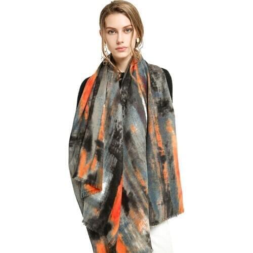 Women Graffiti Cashmere Scarves With Tassel Lady Winter Autumn Long Scarf Thinker Warm Female Shawl Hot Sale Men Scarf 6 Colors