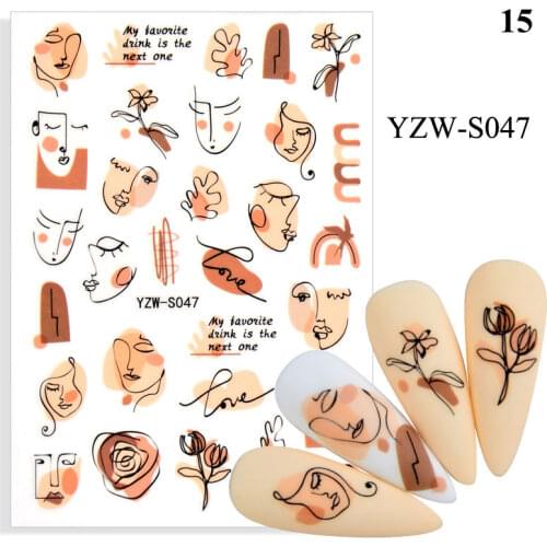 1 Sheet Nail Stickers and Decals Geometric Pattern Human Face Stickers nails 3d flower Nail Art Decorations Set for Manicure