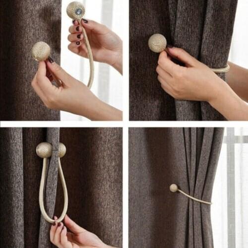 1Pc Creative Magnetic Ball Curtain Tie Rope Backs Holdbacks Buckle Clips Accessory Rods Accessoires Hook Holder Home Decorations