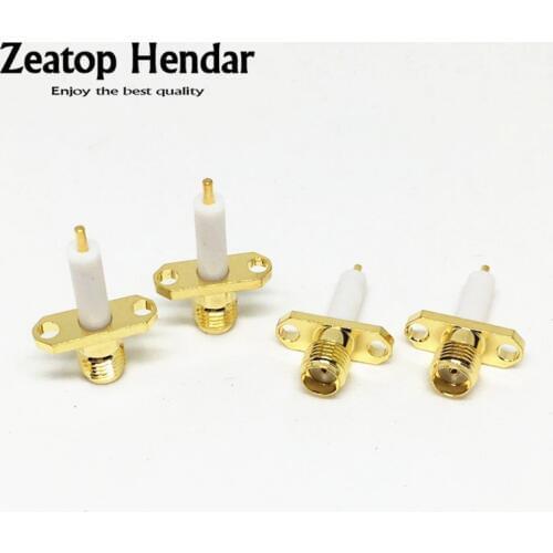 100Pcs Brass RF Electrical WireTerminal Connector SMA Jack Female in Panel with 2 Holes Long Dielectric and Solder Post