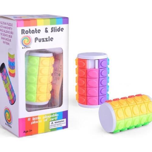 5th Order 3D Rotate And Slide Stress Cube Puzzle Toy Rainbow Color Cylinder Sliding Puzzle For Autism And Stop Stress