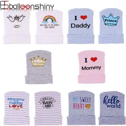 Balleenshiny Baby Hat With Ears Solid Color Striped Cotton Baby Boy Girl Cap Beanie Autumn Winter Warm Newborn Cap Accessories