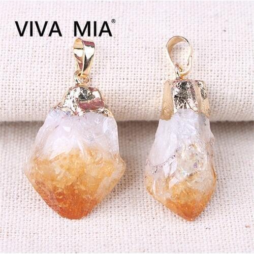 Chakra Amethysts Pendant Pendulum Citrines Necklace Natural Stone Pendants Purple Yellow Healing Crystal Free Shipping