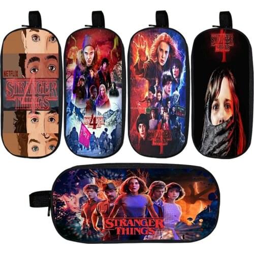 Stranger Things 4 Pencil Case School Pencilcase for Girl Boy Pen Box Double Layer Pen Bag School Pen Case Supplies School Box