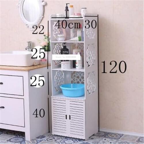 PVC Wood Plastic Panel Elegant Bathroom Storage Cabinet Toilet Side Cabinet Tissue Organizer Rack Home Furniture Corner Cabinet