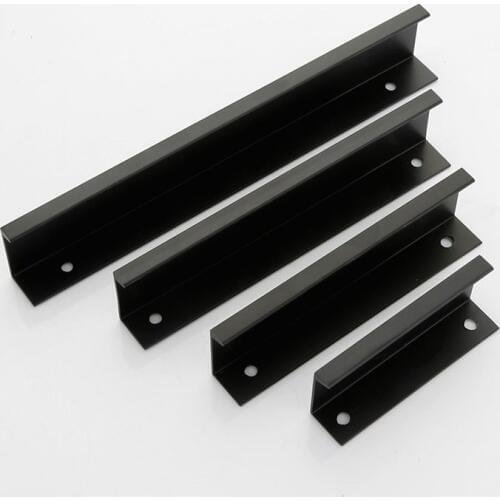 Long Drawer Door Aluminum Alloy Door Edge Handle Modern Minimalist Invisible Black Handle Cabinet Closet Handle