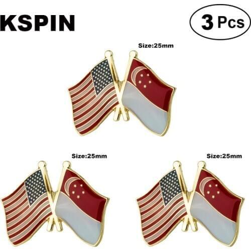 U.S.A.& Singapore Frendship Lapel Pin Brooches Pins Flag badge Brooch Badges