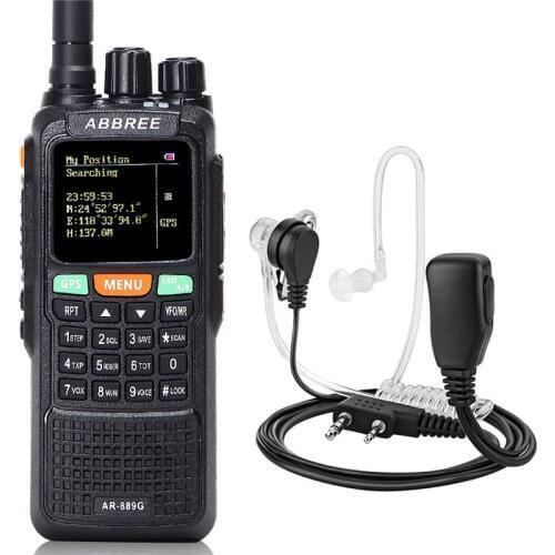 ABBREE AR-889G Walkie Talkie GPS 10Watts Night Backlight Duplex Repeater Dual Band Dual Receiving Ham CB Radios+headset