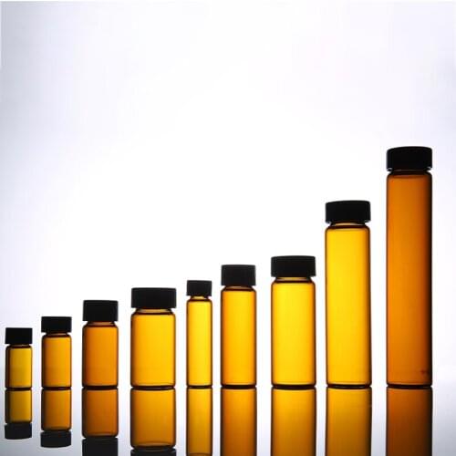 2ml to 60ml Amber Lab Glass sample bottles brown screw-mouth essential oil bottle Lab vial Chemistry Glassware