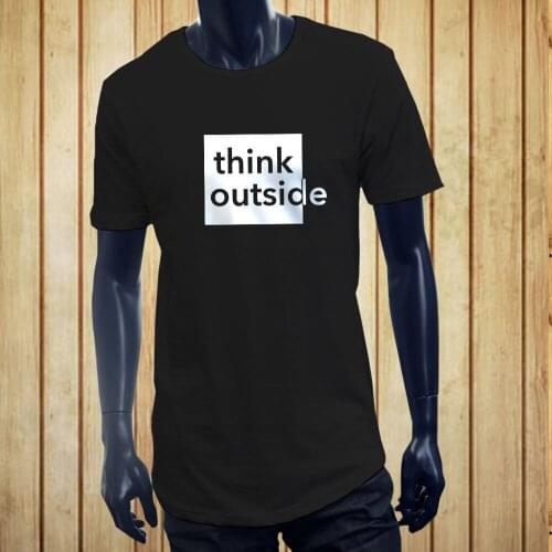 Short Sleeve for Men Clothing Summer THINK OUTSIDE THE BOX HUMOR CLEVER ORIGINAL FUNNY Men Black Extended Long TShirt Tee Shirt