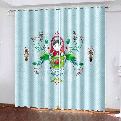 Living Room Bedroom Shading Decorative Grommet Curtains Little Girl Pattern Home Textile Decorative Grommet Curtains