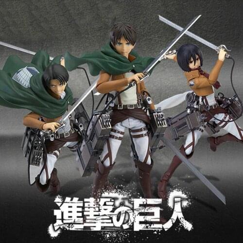 Attack on Titan Figure Rivaille Artfx J Levi Battle Damage Eren Jaeger Mikasa Ackerman Figure Figma Toy Doll Christmas Gift