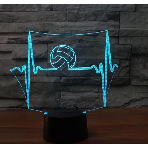 Creative Volleyball Model 3D Night Light 7 Color Changing Remote Touch Switch USB LED Table Lamp Kids Toy Gifts