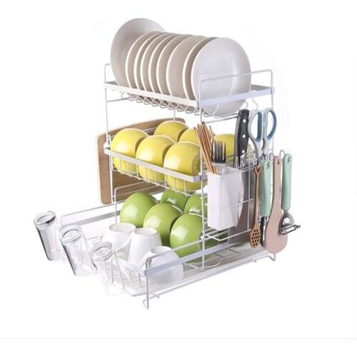 Stainless Steel Kitchen Shelf Organizer Dishes Drying Rack Over Sink Drain Rack Kitchen Storage Countertop Utensils Holder